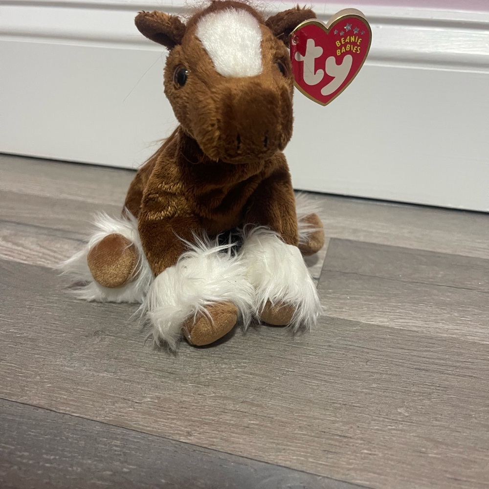 Ty Hoofer Brown and White Plush Horse 2001